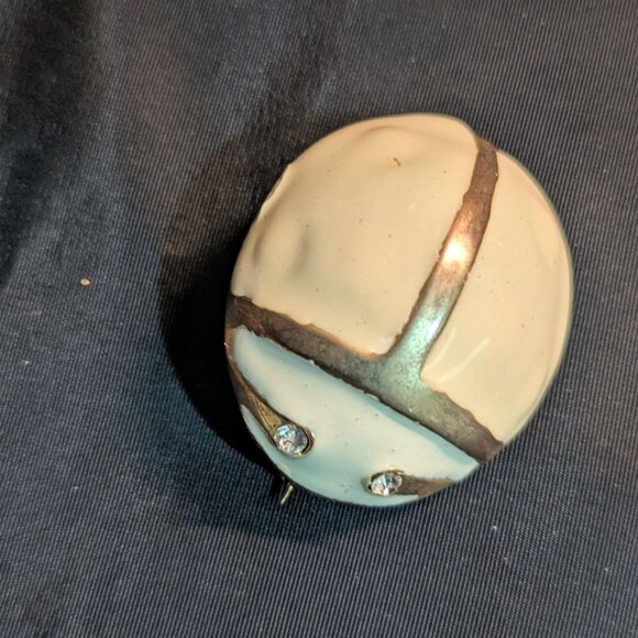 White & Gold Vintage Ladybug Enamel Brooch With Rhinestone Eyes Retro Costume Je - Picture 6 of 8